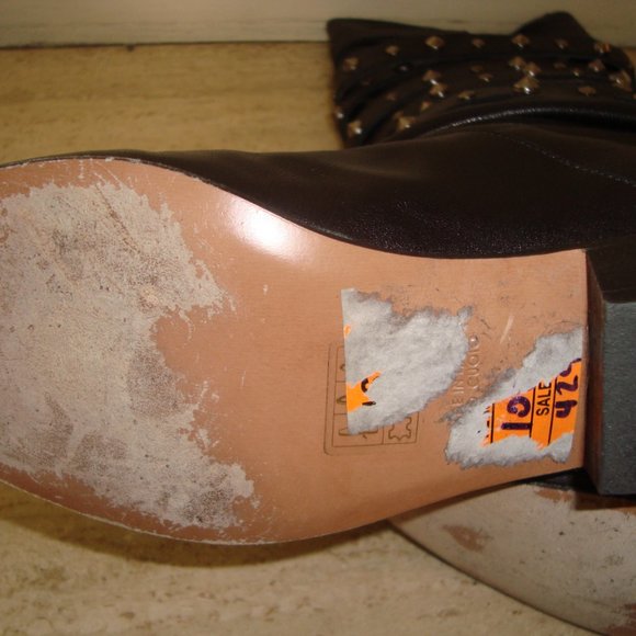 Golden Goose Black Leather And Silver Studded Flat Boots 9 - Picture 8 of 8